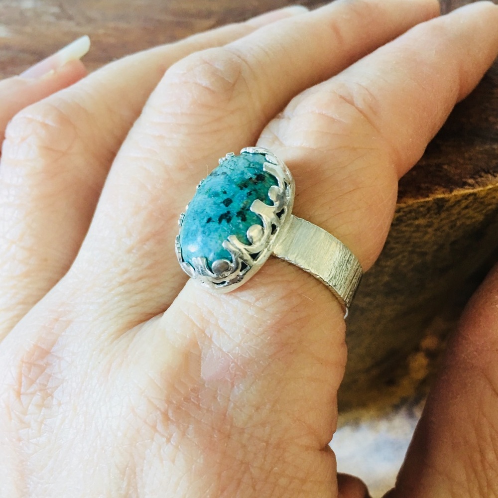 Sterling Silver African Turquoise Ring Handmade